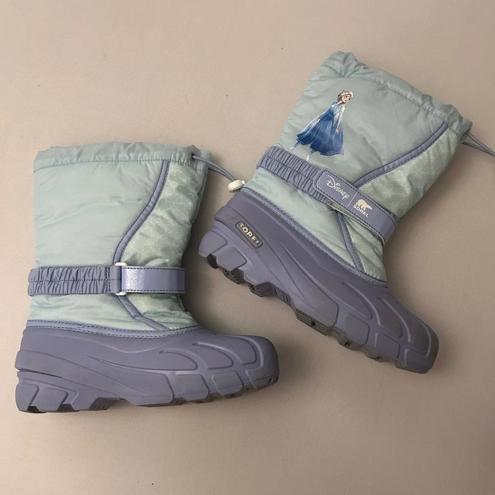 Sorel Snow Boots Disney Frozen 2 Elsa Kids Size 5 Blue‎ Purple Waterproof Winter